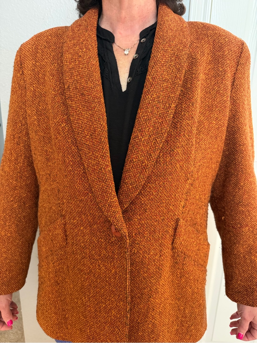 Vintage Lilli Ann Collections Union Made Wool Blazer, Burnt Orange, Size Large - Picture 3 of 10